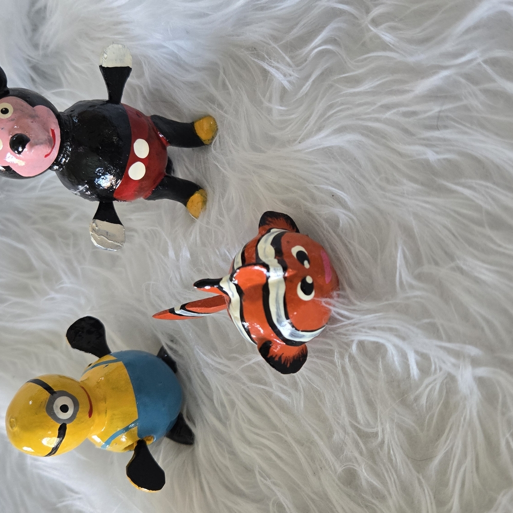 Handcrafted Cartoon Figurines Lot Of 3